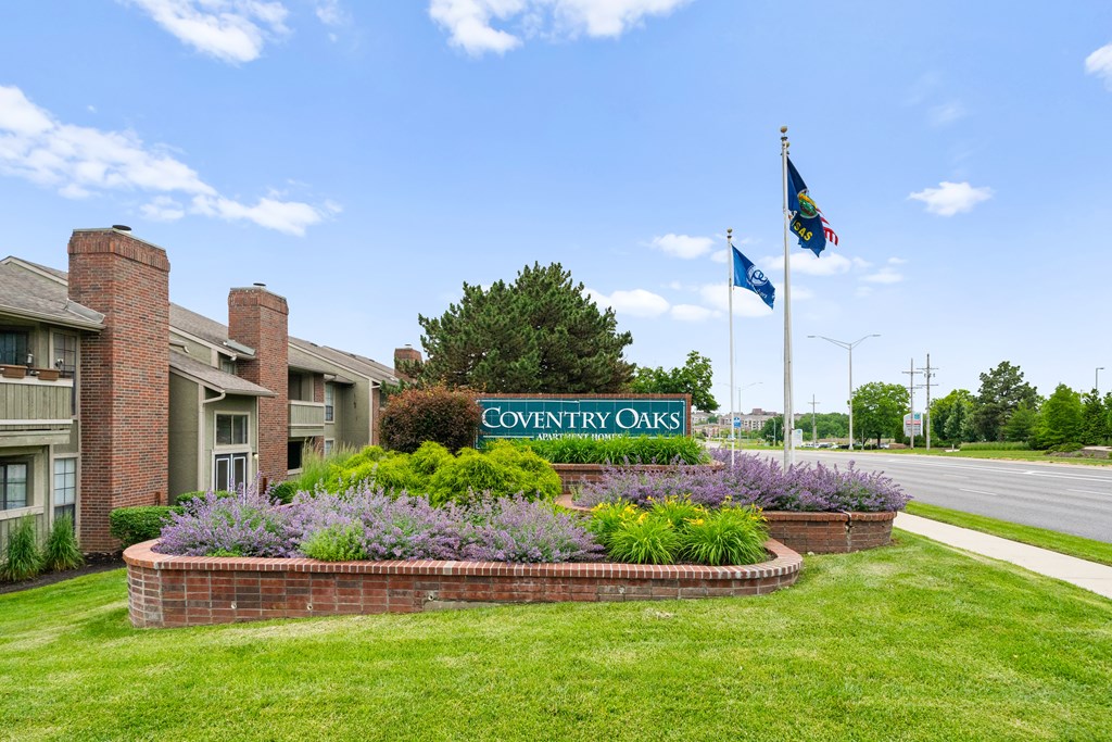 A sign  at Coventry Oaks Apartments, Kansas, 66214