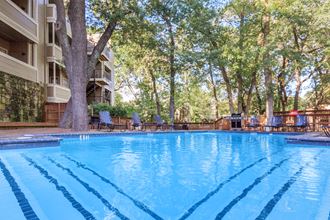 pool with trees  at Creekview Apartment Homes, Dallas, 75254 - Photo Gallery 2