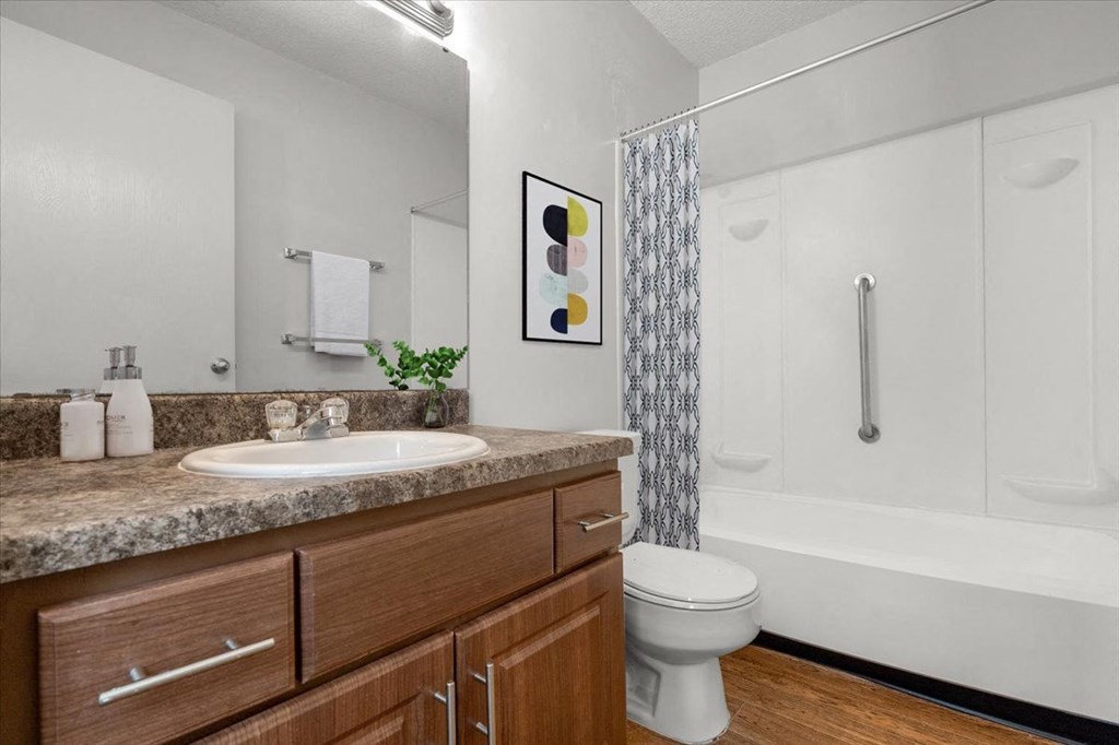 a bathroom with a sink toilet and a shower