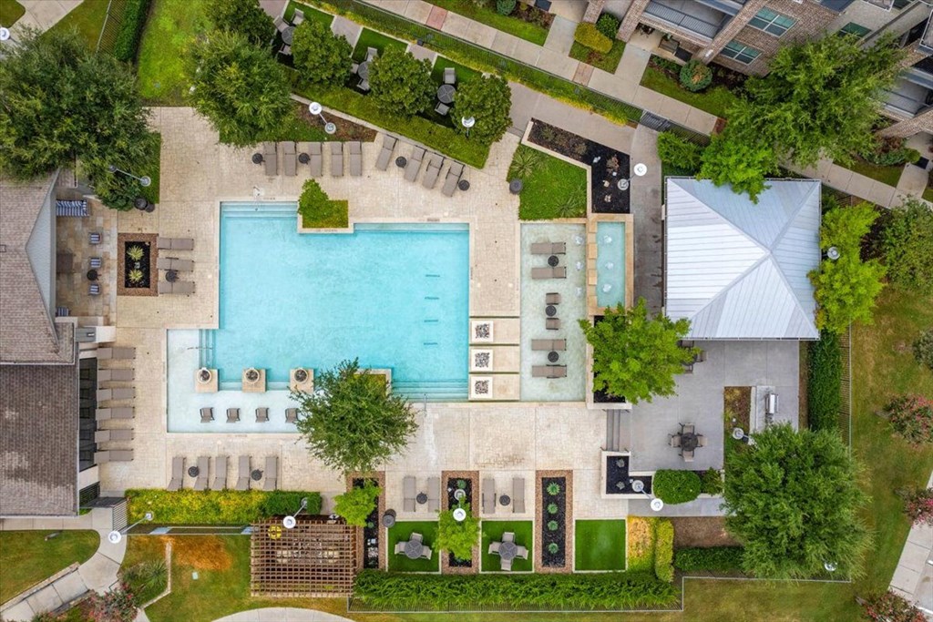Aerial view of the pool at Ovation at Lewisville, Lewisville, TX, 75067