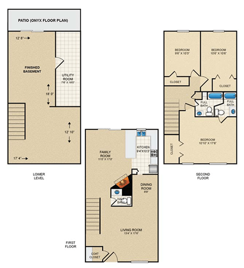 3 bedroom, 2.5 bath