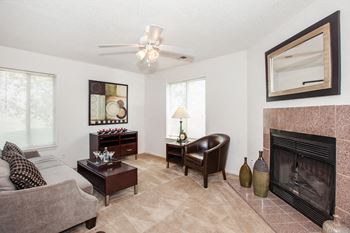 Carpeted Living Room at Millcreek Woods Apartments, Olathe, KS, 66061