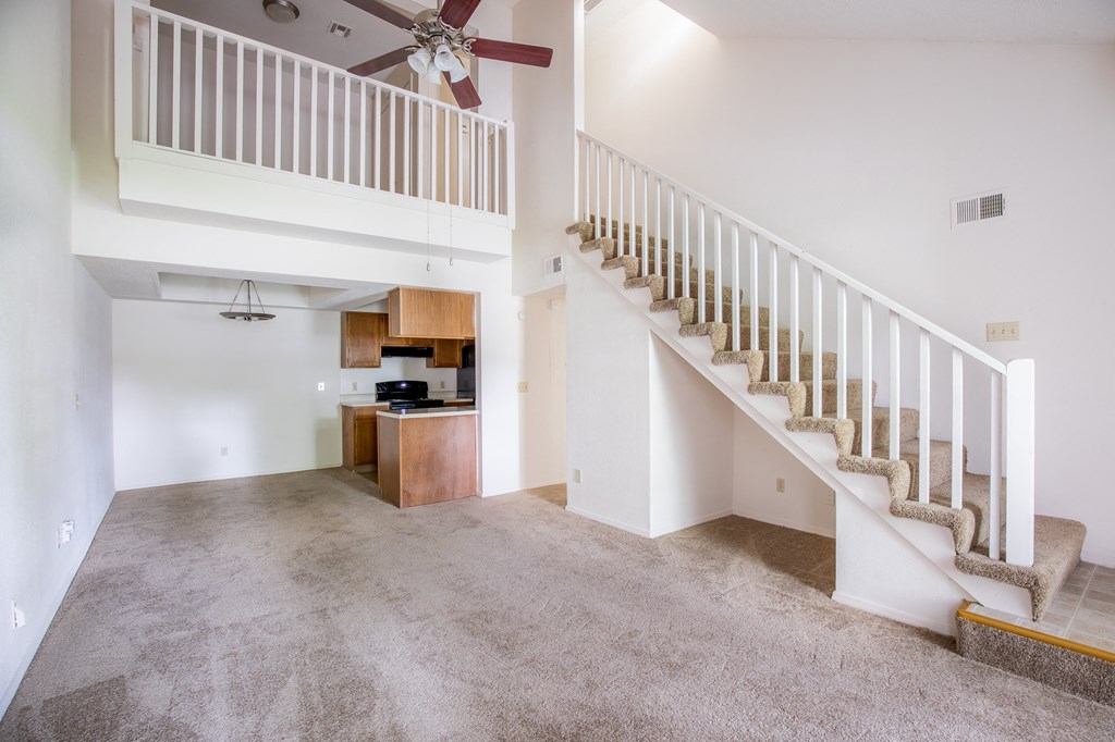 Living Area Staircase at Waterford Place Apartments & Townhomes, Overland Park, KS