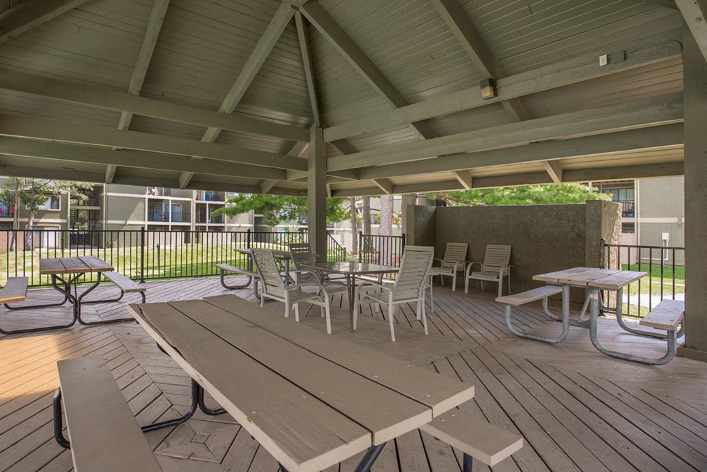 Outdoor Shaded Patio at Bremerton Park, Prairie Village, Kansas