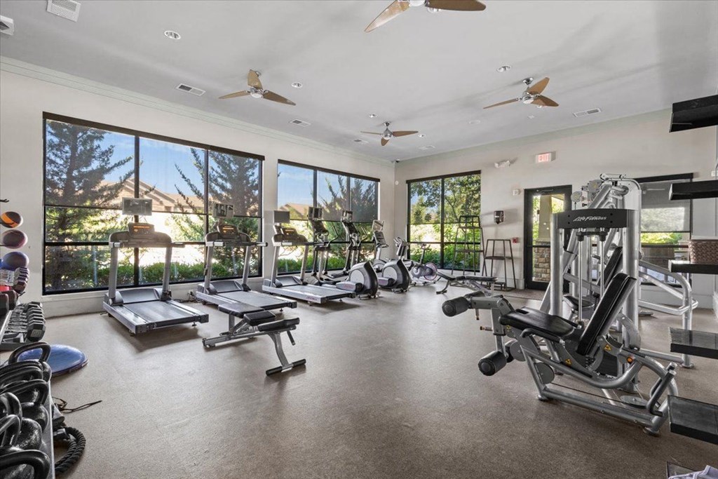 the property also has a fitness center with a treadmill and elliptical machines.
