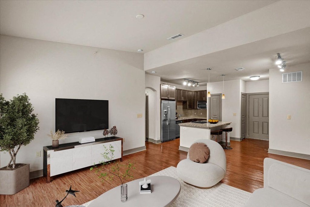 Living Room With TV at Cypress at Lewisville Apartment Homes, Texas, 75067