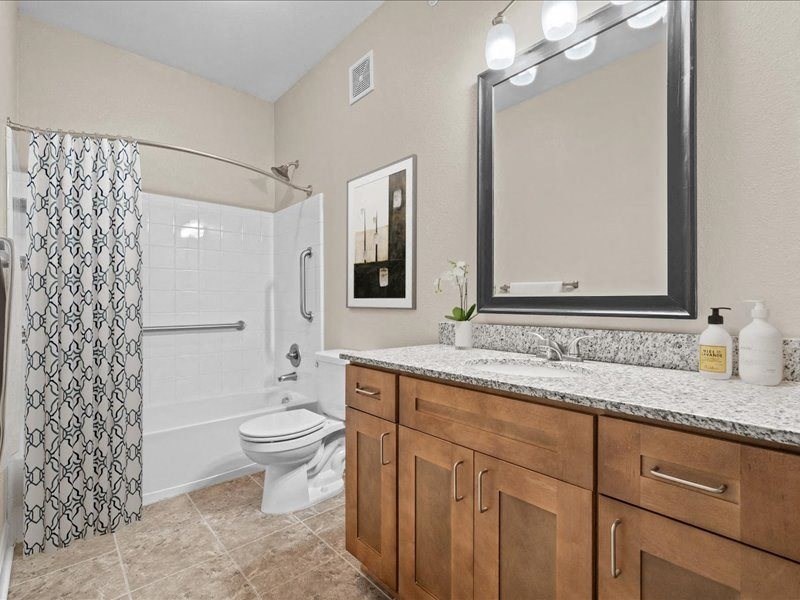 a bathroom with a shower toilet and a sink