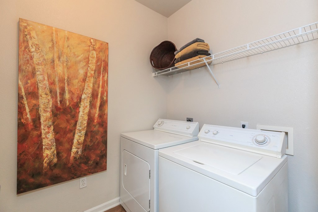 Laundry washer and dryer at Wynnewood Farms Apartments, Overland Park, Kansas