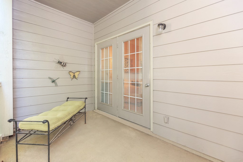 Balcony area at Wynnewood Farms Apartments, Overland Park