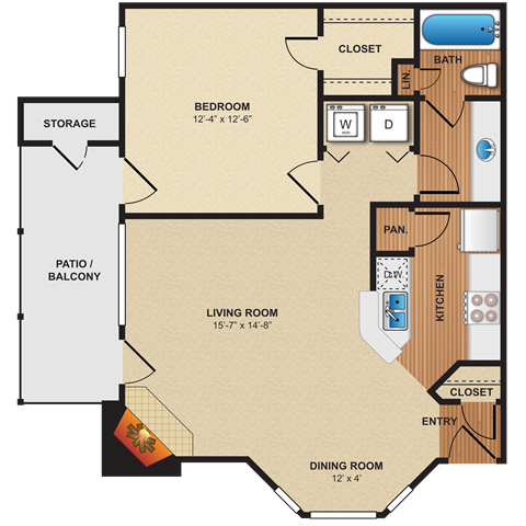 1 bedroom, 1 bathroom  at Pear Ridge, Dallas
