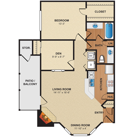1 bedroom, 1 bathroom  at Pear Ridge, Dallas