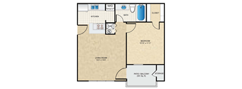 1 bedroom, 1 bathroom