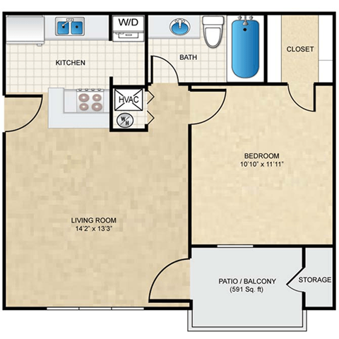 1 bedroom, 1 bathroom at Highland Park, Overland Park, KS