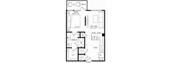 One Bedroom Floorplan at Rye Bunker Hill in Garland Texas