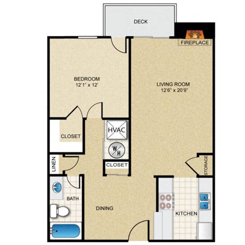1 bedroom, 1 bathroom at Cloverset Active Adult Apartments, Kansas City