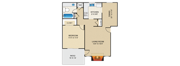 1 bedroom, 1 bathroom