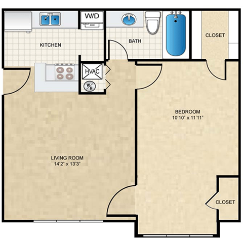 1 bedroom, 1 bathroom at Highland Park Apartment Homes, Kansas, 66214