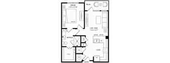 One Bedroom Floorplan at Rye Bunker Hill