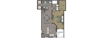 Floorplan image of a 1 bedroom, 1 bathroom with 822 sq. ft.