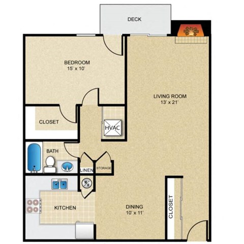 1 bedroom, 1 bathroom A at Cloverset Active Adult Apartments, Missouri