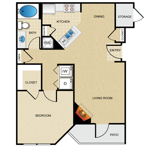 1 bedroom, 1 bathroom A at Wade Crossing Apartment Homes , Texas