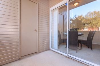 patio with sliding doors  at Creekview Apartment Homes, Texas