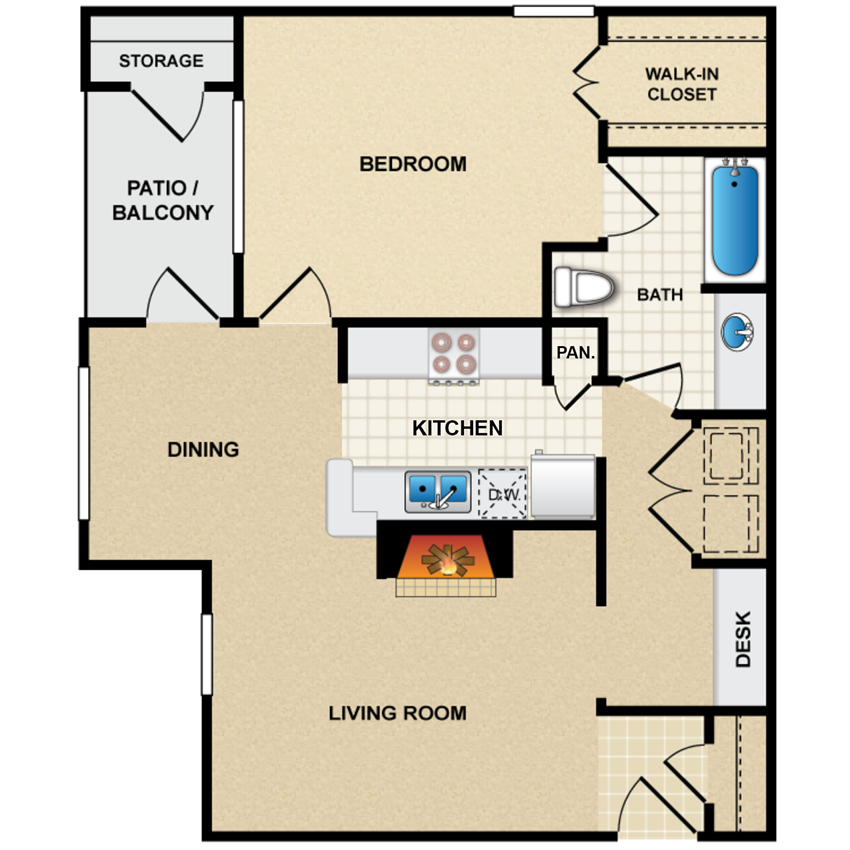 1 bedroom, 1 bathroom