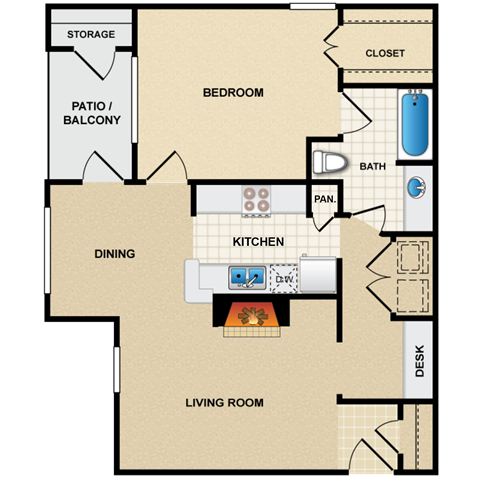 1 bedroom, 1 bathroom C at  Crescent Apartments , Lenexa, 66219