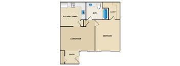 1 bedroom, 1 bathroom at Millcreek Woods Apartments, Kansas, 66061