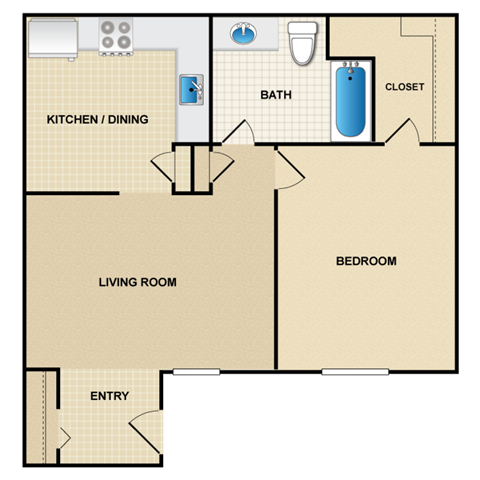 1 bedroom, 1 bathroom at Millcreek Woods Apartments, Kansas, 66061