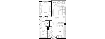 a floor plan of a house with two bedrooms and a living room