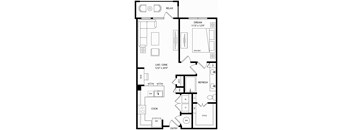 a floor plan of a house with two bedrooms and a kitchen