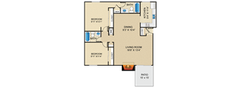 2 bedroom, 2 bathroom