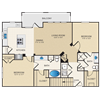 B2G floorplan: 2 bedroom, 2 bathroom, garage
