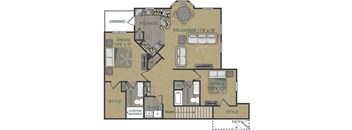 Floorplan image of 2 bedroom, 2 bathroom with 1.402 sq. ft.