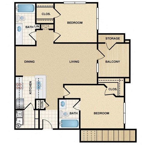 a floor plan of a two bedroom apartment