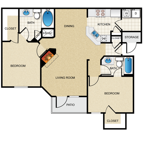2 bedroom, 2 bathroom at Wade Crossing Apartment Homes , Frisco, Texas, 75035