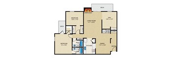 2 bedroom, 2 bathroom, den