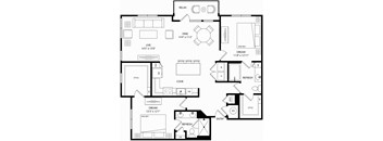 a floor plan of a house with bedrooms and a living room