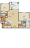 1 bedroom, 1 bathroom, study