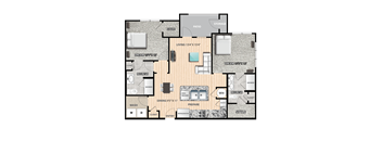 Berkshire Floorplan at The Residences at Bluhawk Apartments, Overland Park, Kansas