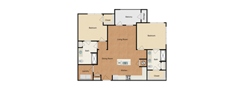 2 bedroom, 2 bathroom