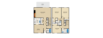 3 bedroom, 2 1/2 bathroom, townhome