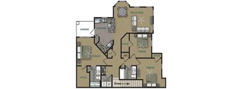 Floorplan image of 3 bedroom, 2 bathroom with 1,570 sq. ft.