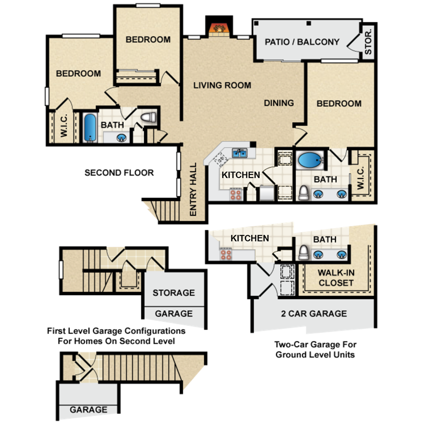 3 bedroom, 2 bathroom