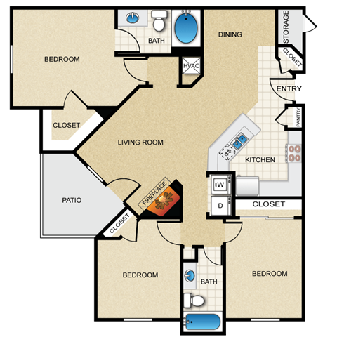 3 bedroom, 2 bathroom at  Wade Crossing Apartment Homes , Frisco, 75035