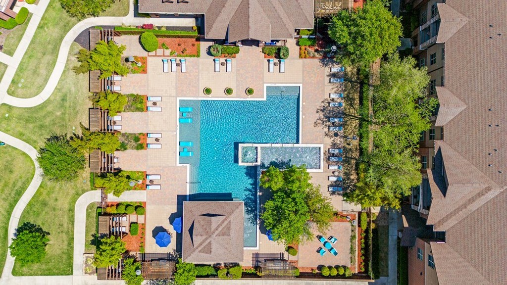 Drone Pool View at Cypress at Lewisville Apartment Homes, Lewisville, TX 75067