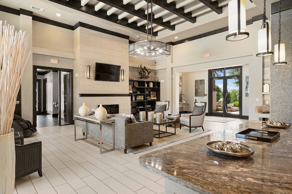 Trendy living room at Ovation at Lewisville Apartment Homes, Lewisville, 75067