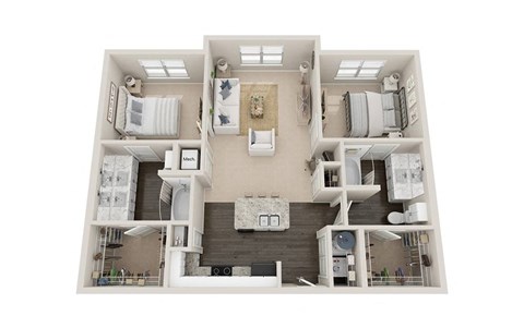 a 2 bedroom192 sq ft floor plan
