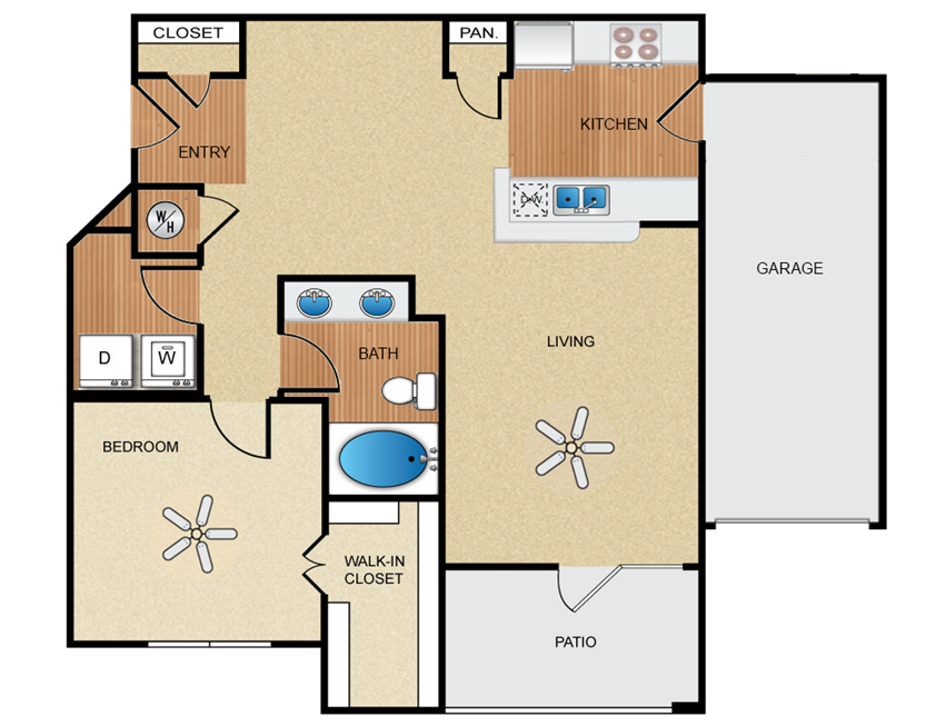 1 bedroom, 1 bathroom